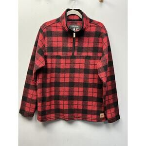 John Wayne Stock Supply 1/4 zip pullover Mens Sz medium Red Black plaid Casual